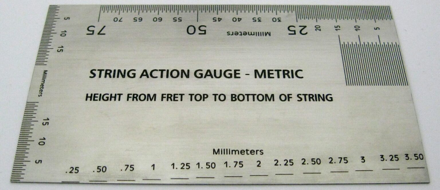 String Action Gauge METRIC for measuring string height, pickup pole piece height